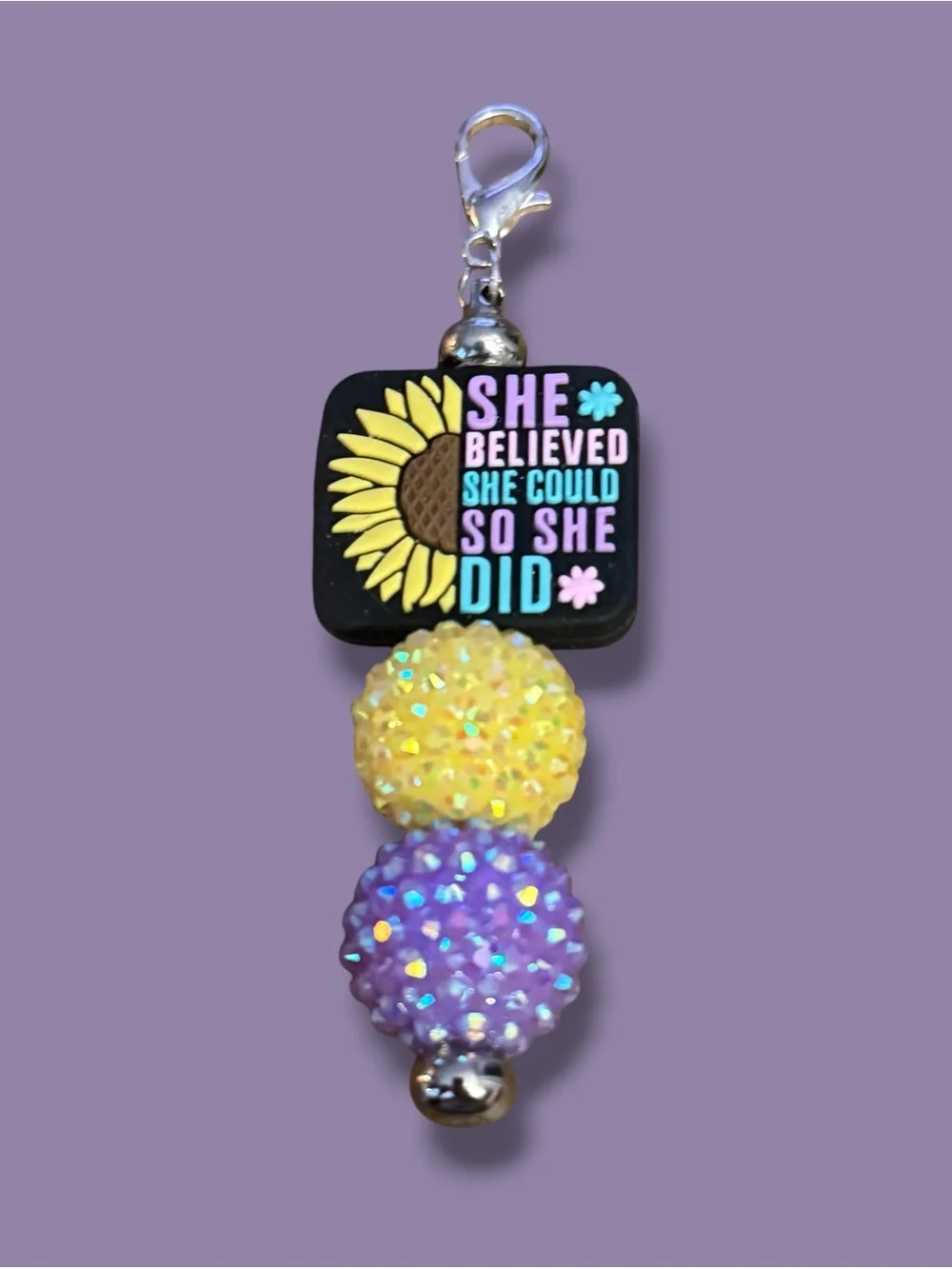 Inspirational silicone beaded bag charm